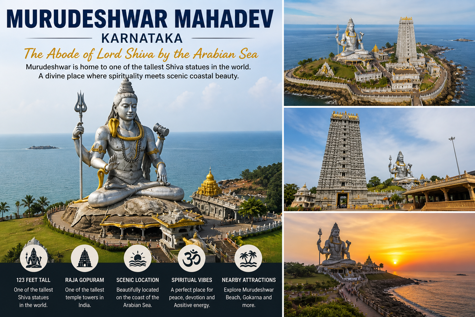 Visit Murudeshwar Mahadev and feel the divine presence of Lord Shiva in the lap of nature. A journey that brings peace to your heart and memories for a lifetime