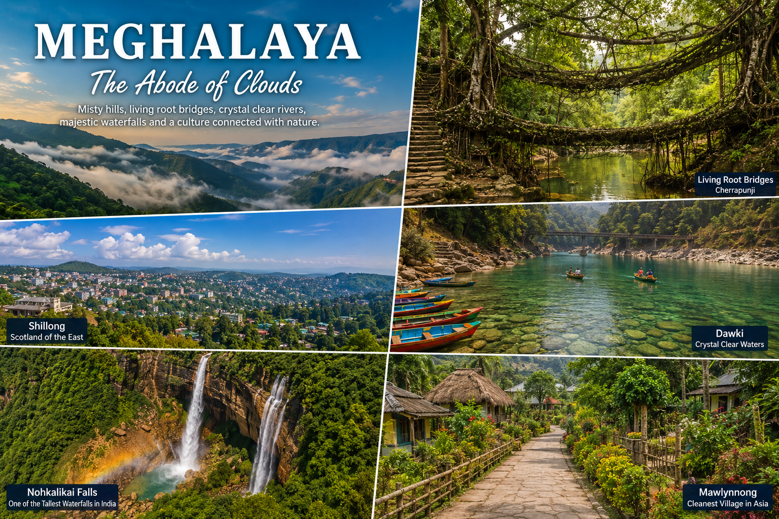 Visit Meghalaya and experience a world where clouds touch the الأرض and nature feels alive in every moment